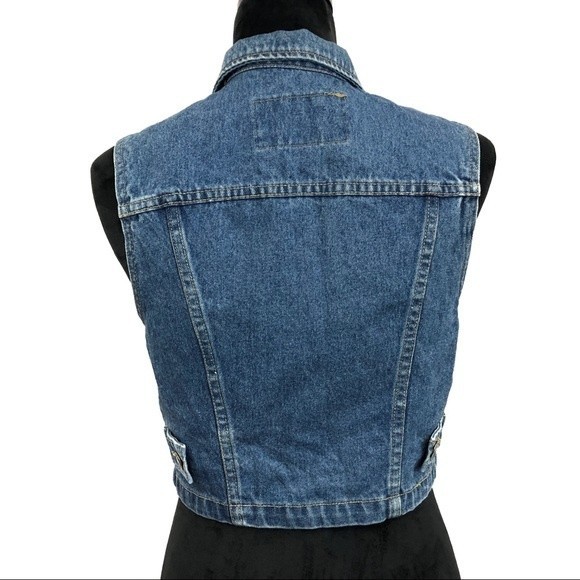 Vintage Express Denim Blue Jean VTG Vest - Picture 5 of 9